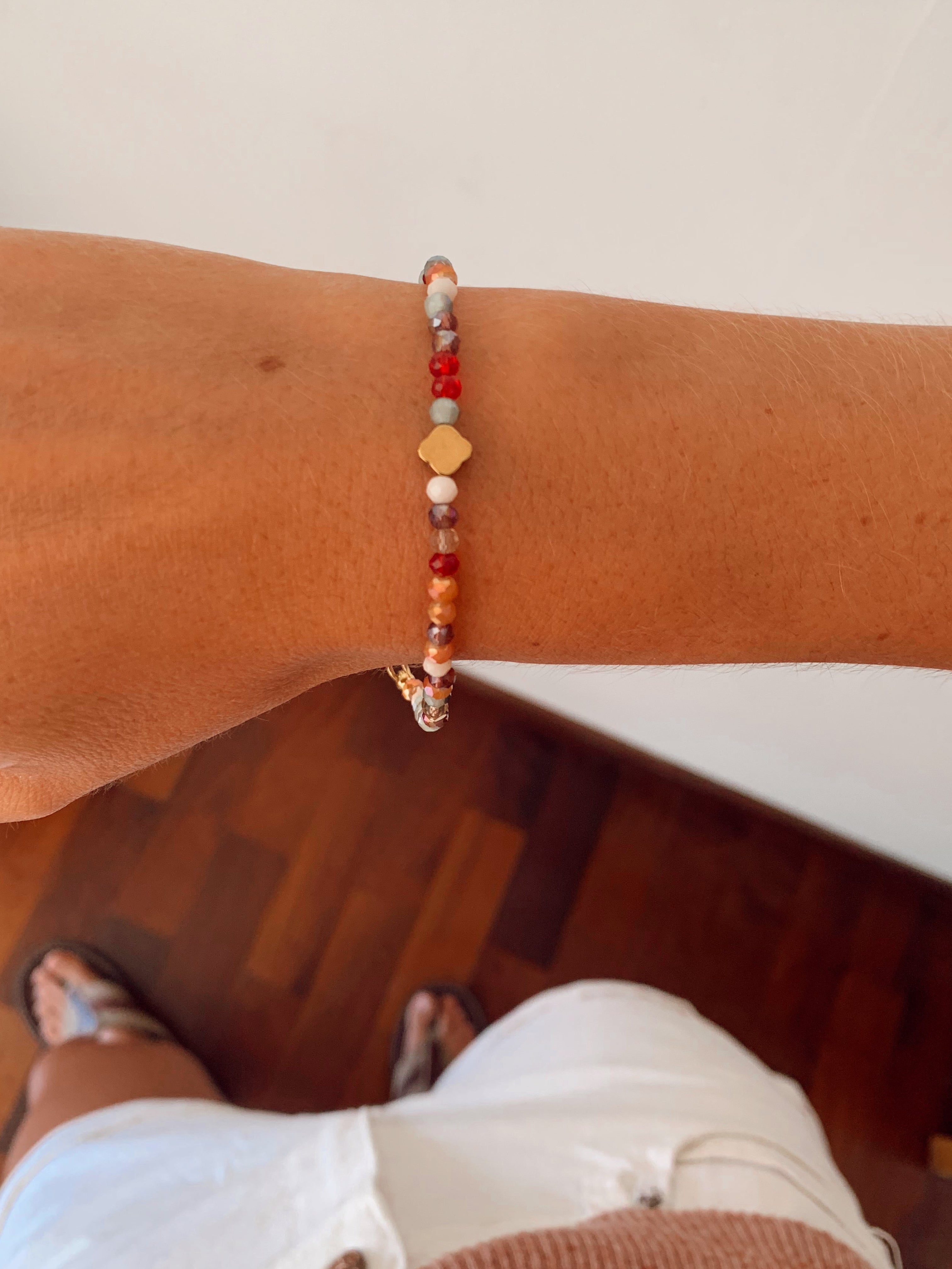 Pulsera cuencas cristal multicolor