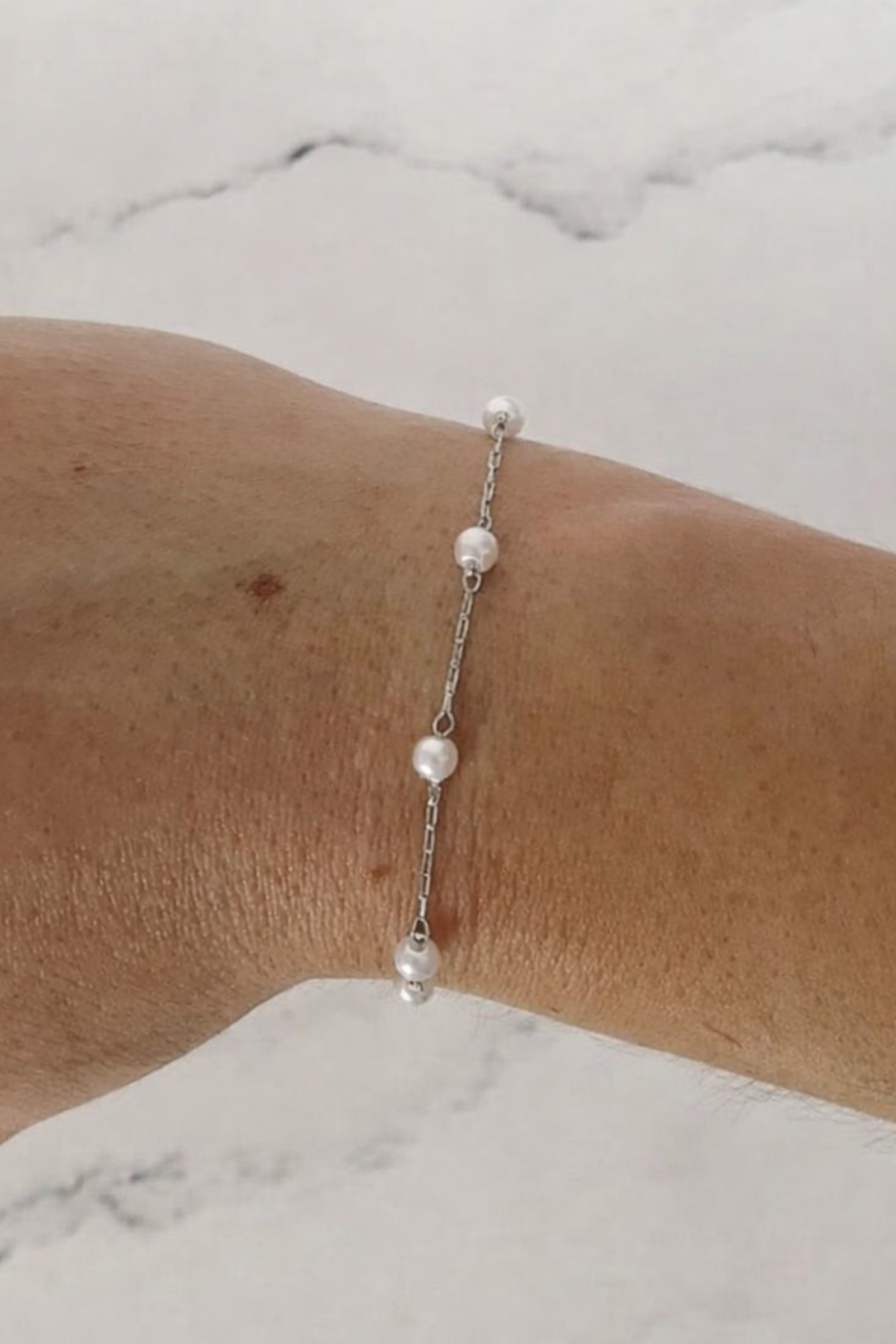 Pulsera perlitas acero