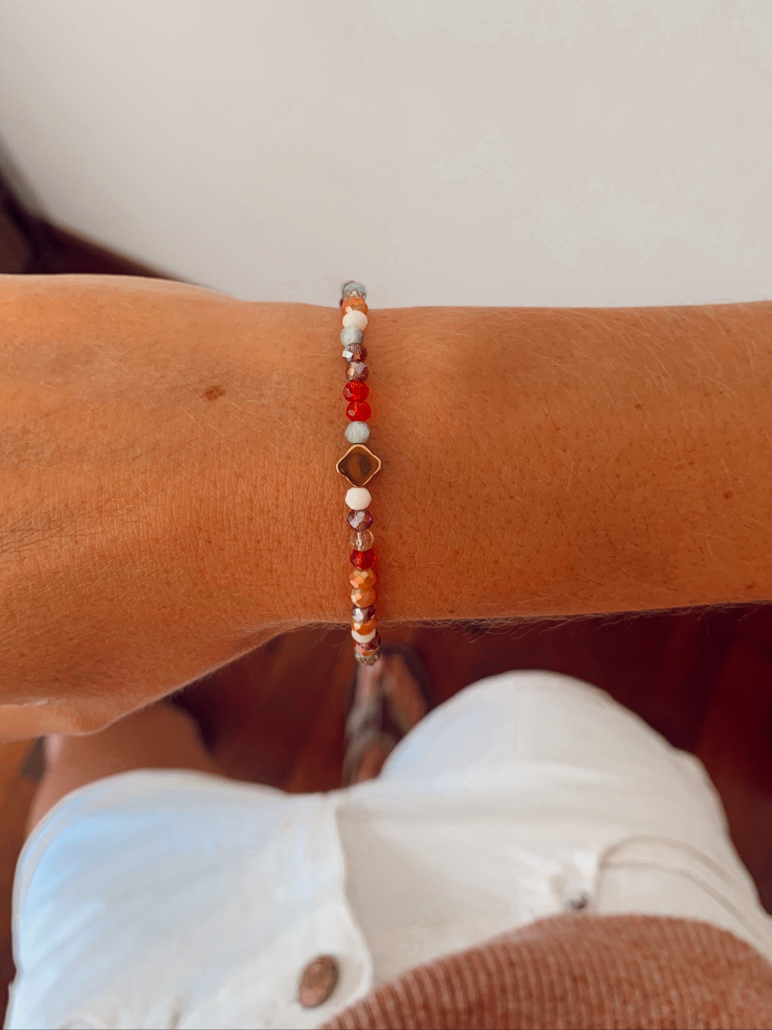 Pulsera cuencas cristal multicolor