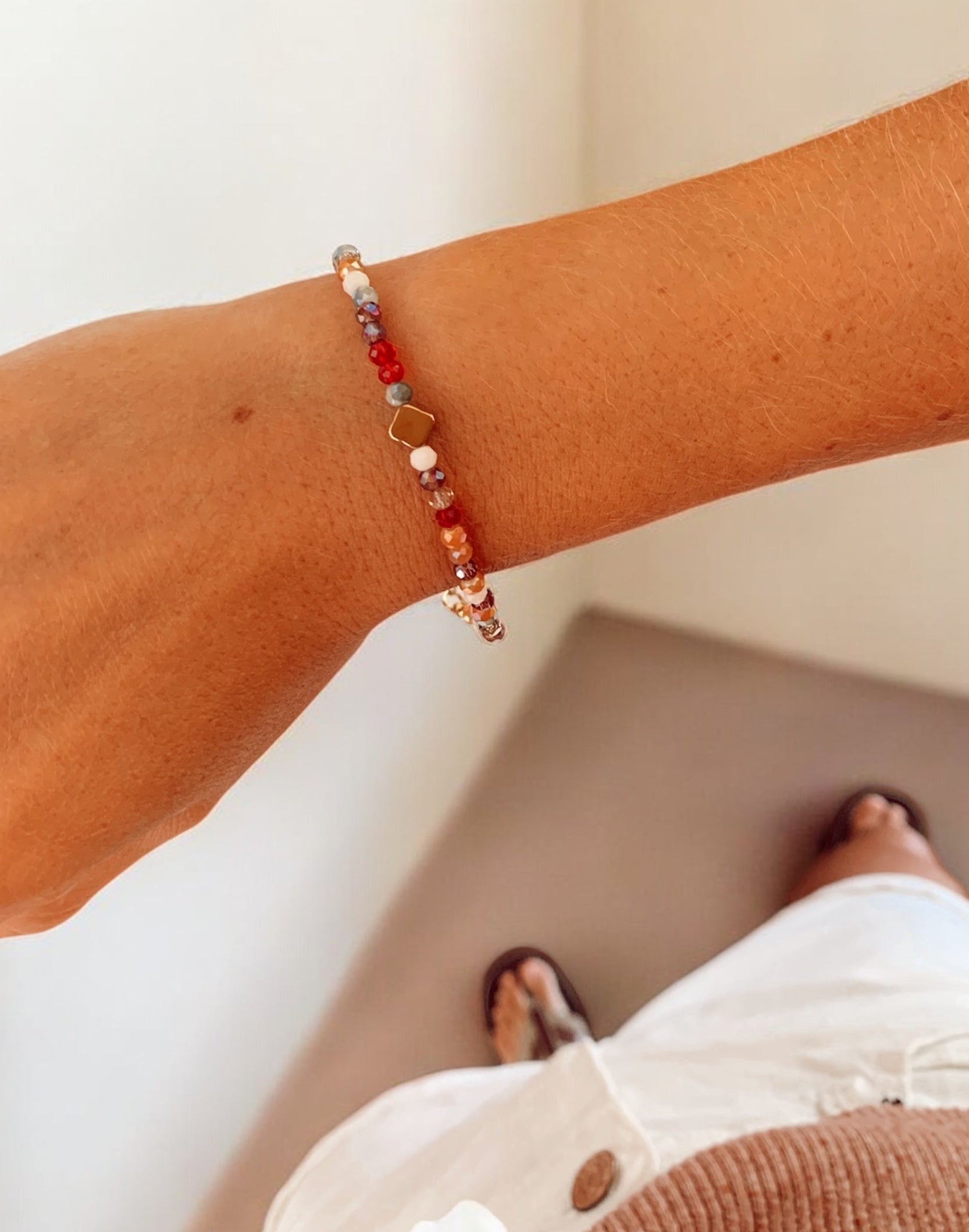 Pulsera cuencas cristal multicolor